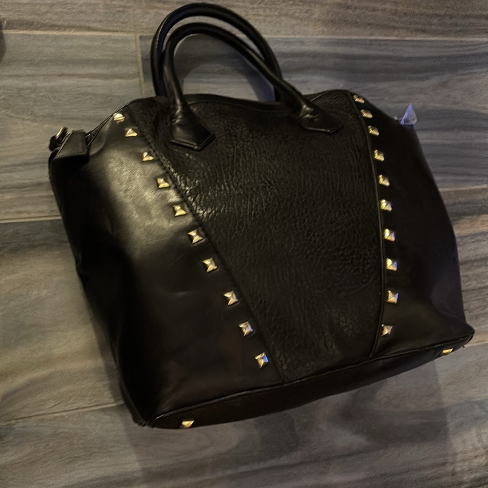 H &M Black Studded Leather Handbag
